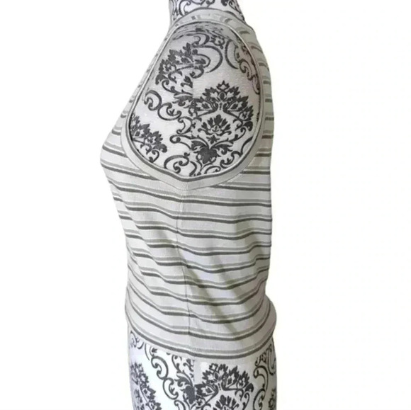 Abercrombie & Fitch Essential Scoopneck Tank Top White Stripe Y2K Women's Large - Picture 5 of 11